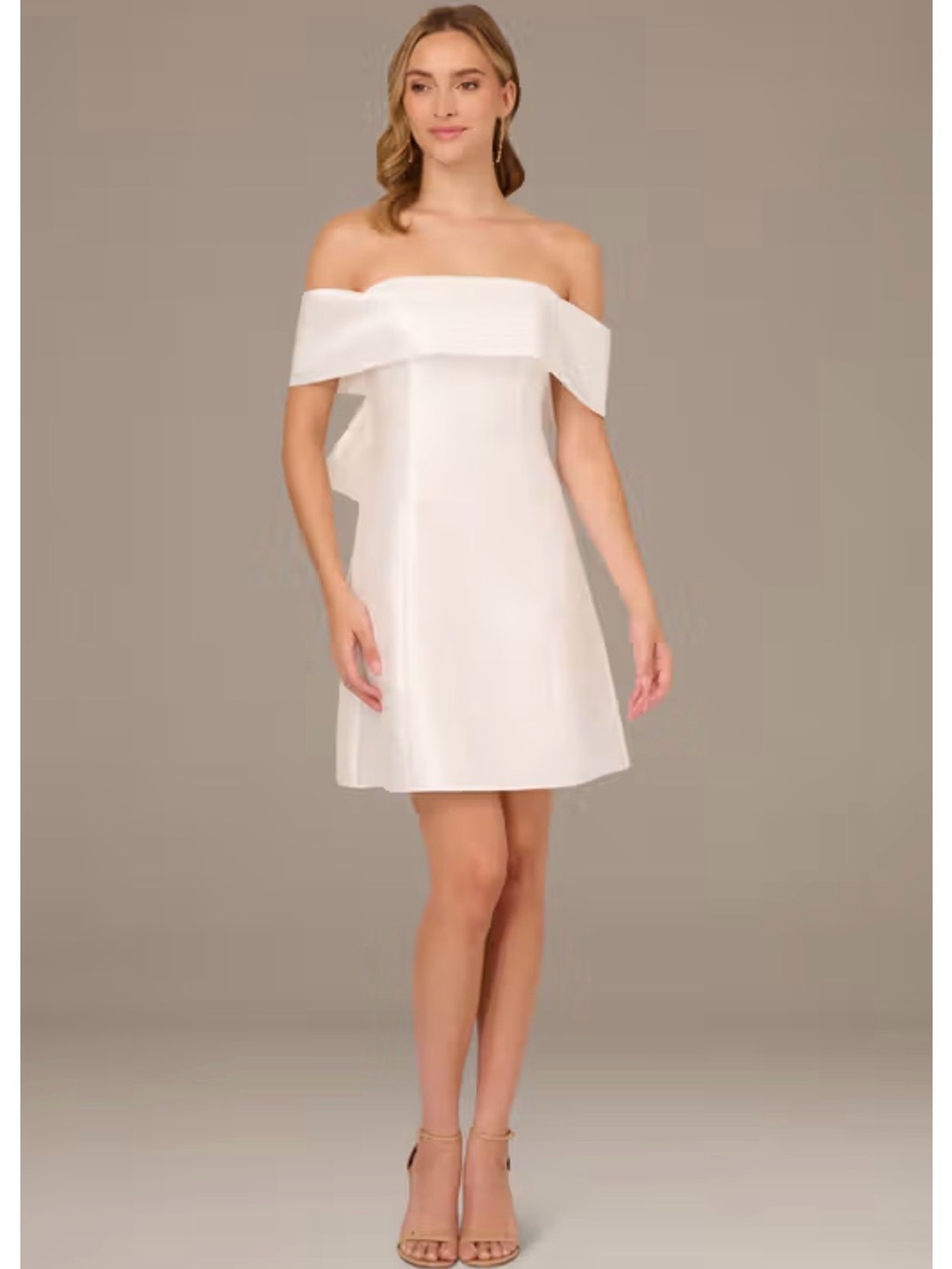 Adrianna Papell Strapless Off-White Bride Bow-Back Cocktail Dress NWT - size 14